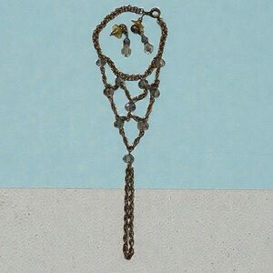 Silver Chain & Bead Bracelet and Earring Set